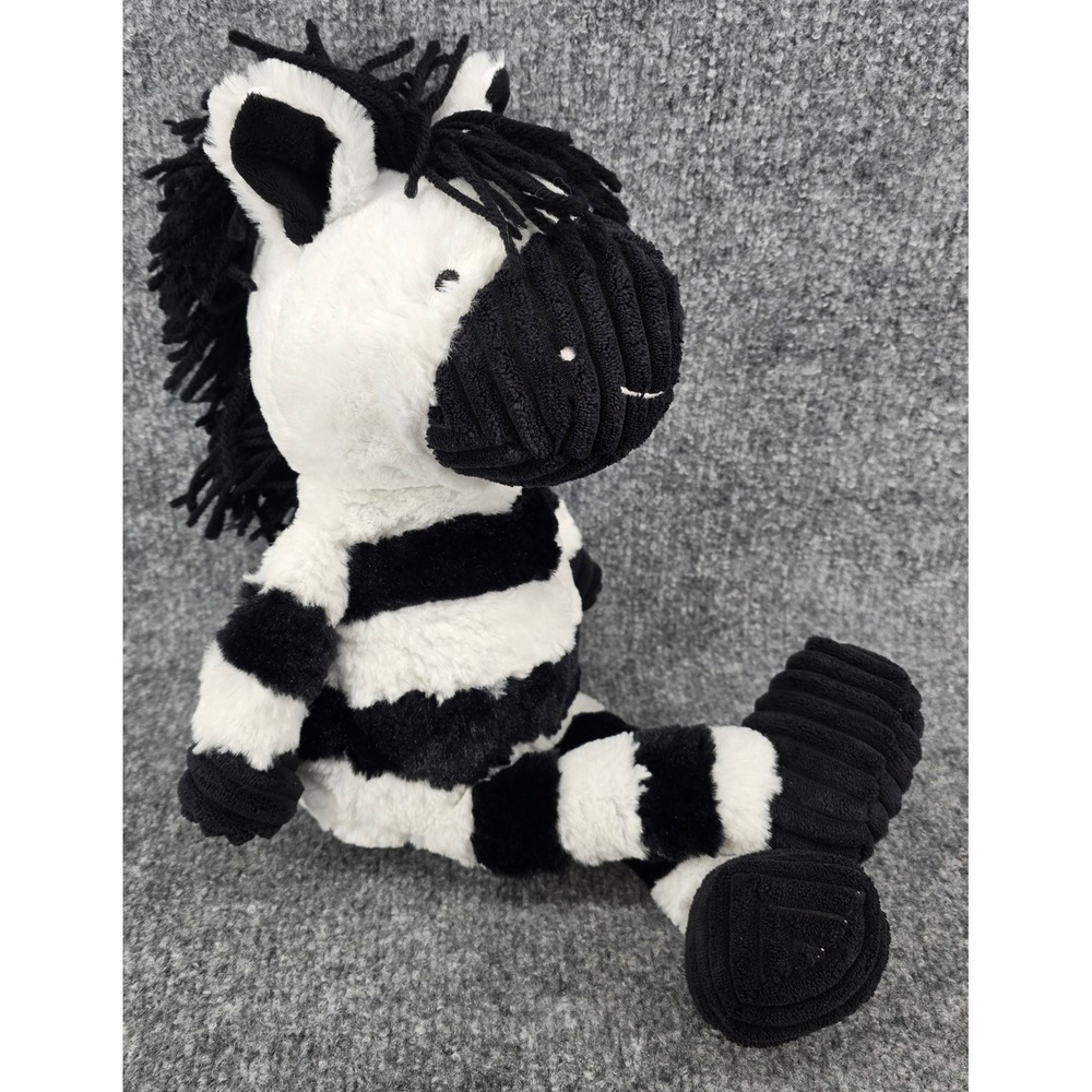 Lambs & Ivy Zeke Zebra Plush Black White Striped Stuffed Animal Corduroy 18"